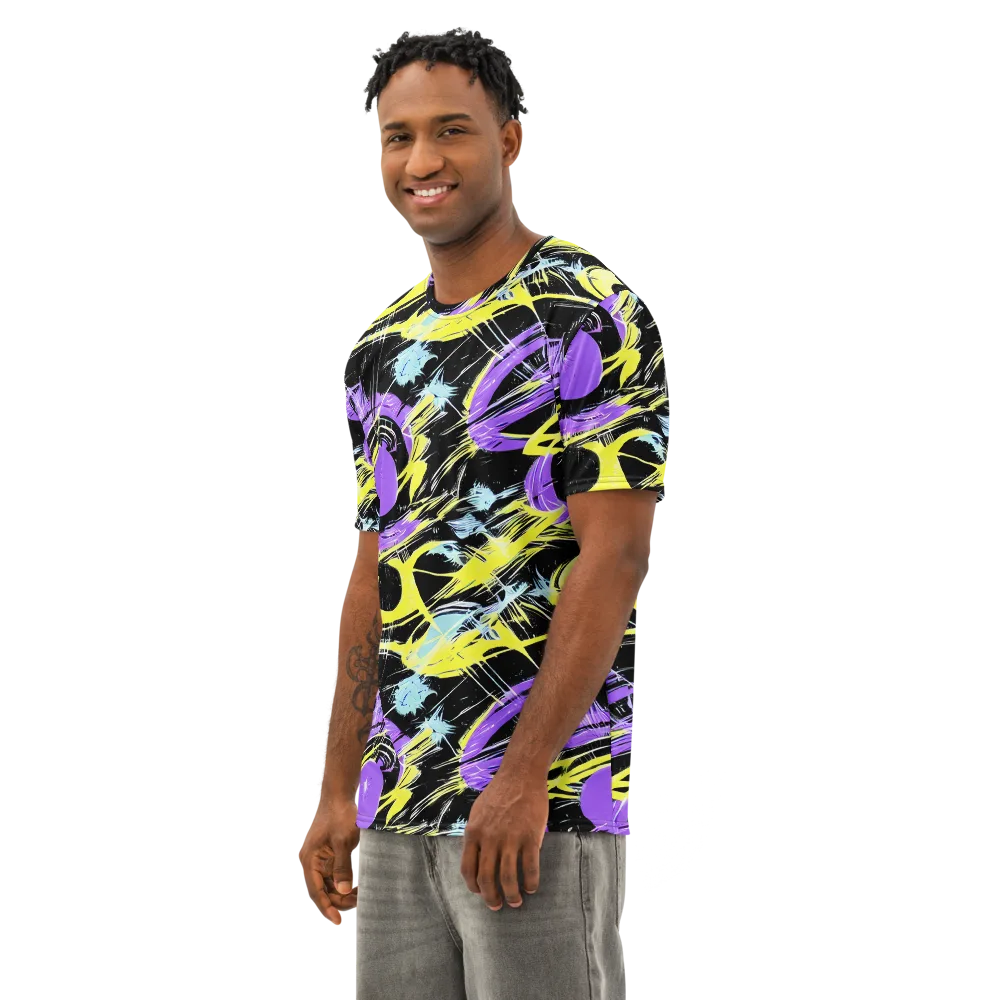 Blacklight Frenzy on Men's Cotton Crew Neck T-Shirt — Left Front