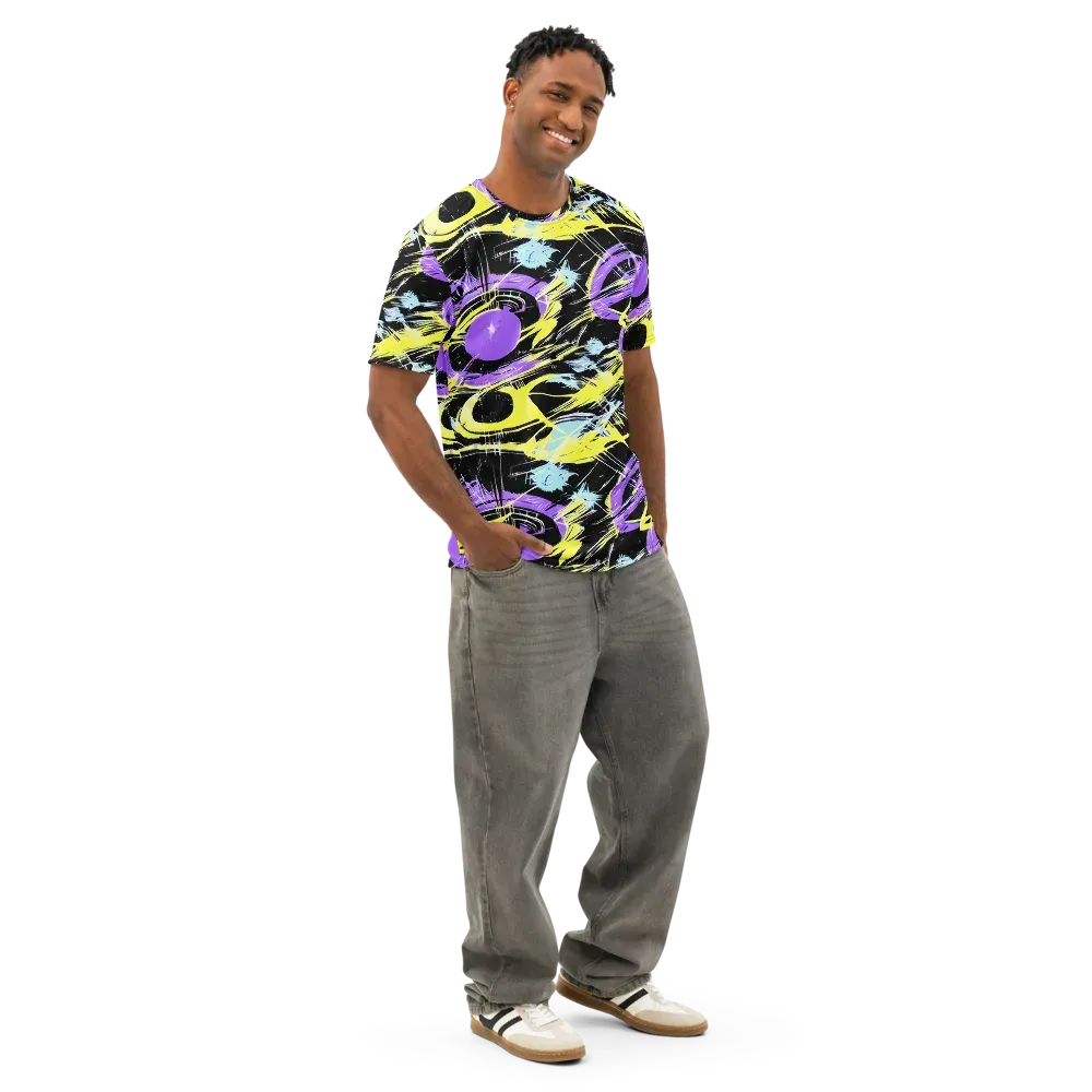 Blacklight Frenzy on Men's Cotton Crew Neck T-Shirt — Right Front
