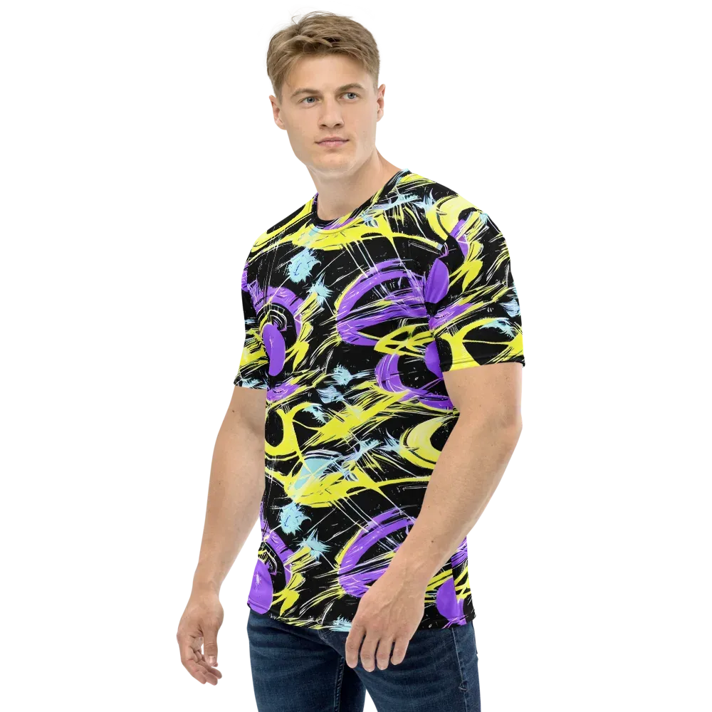 Blacklight Frenzy on Men's Crew Neck T-Shirt — Left