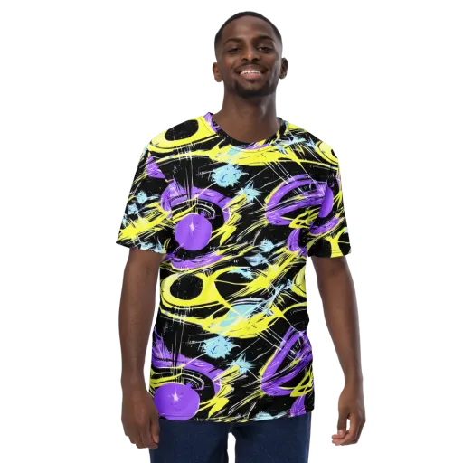 Blacklight Frenzy on a Men's Crew Neck T-Shirt