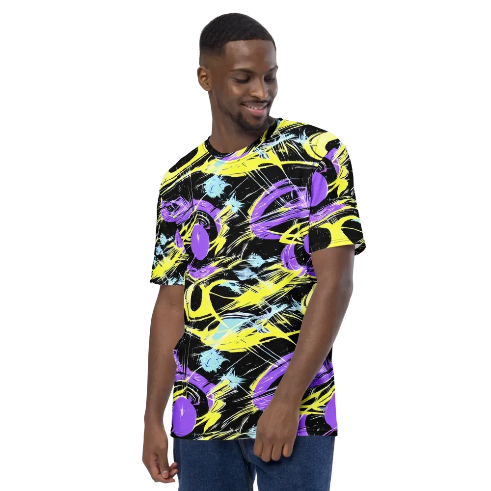 Blacklight Frenzy on Men's Crew Neck T-Shirt — Left