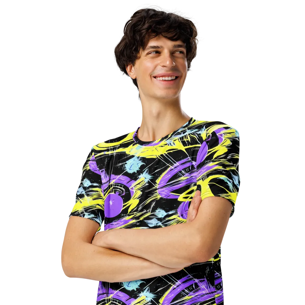 Blacklight Frenzy on Men's Crew Neck T-Shirt — Left Front