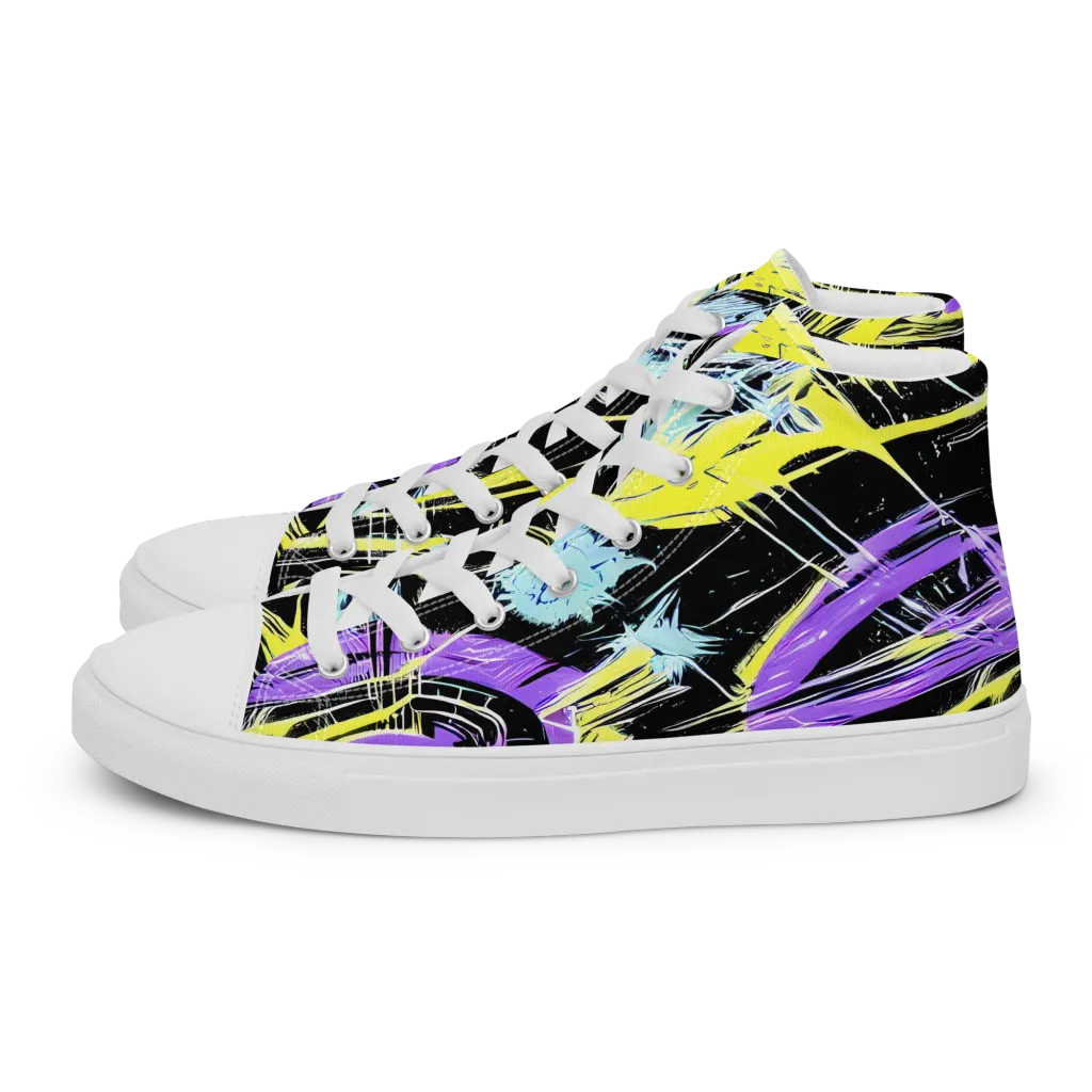 Blacklight Frenzy on Men's High Top Canvas Shoes — Left