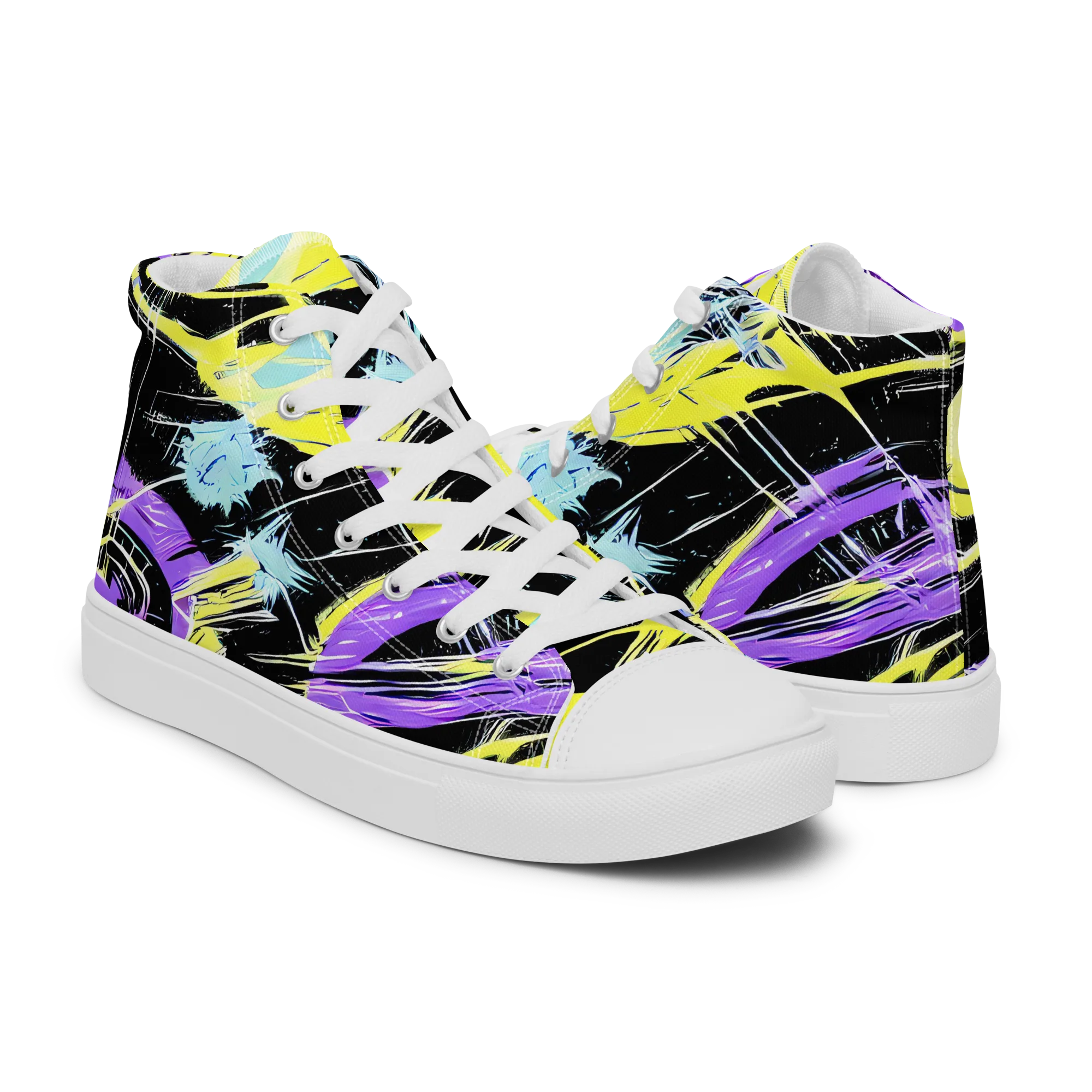 Blacklight Frenzy on Men's High Top Canvas Shoes — Right