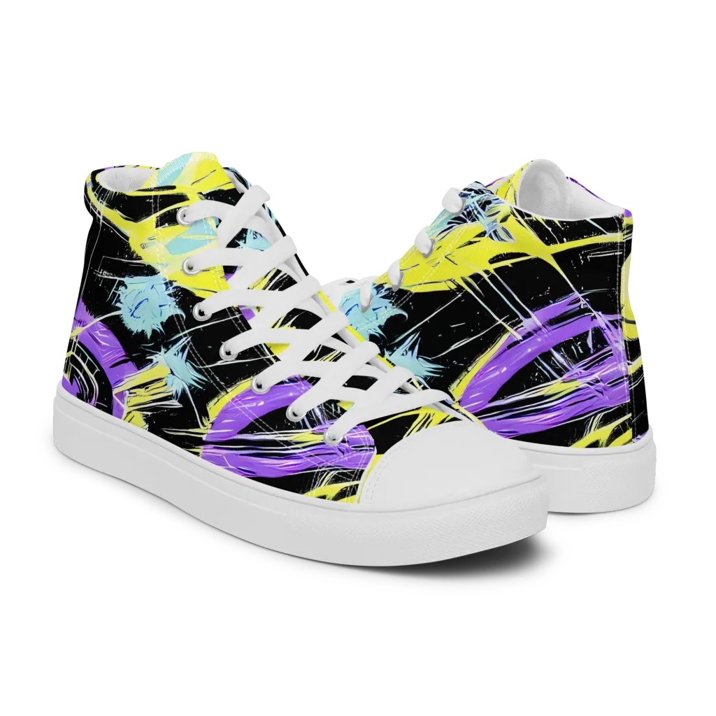 Blacklight Frenzy on Men's High Top Canvas Shoes — Right