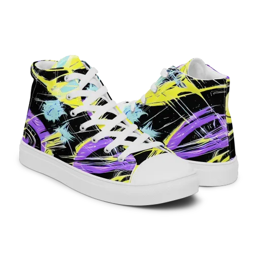 Blacklight Frenzy on a Men's High Top Canvas Shoes