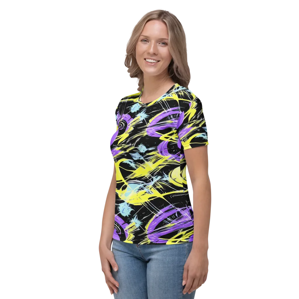 Blacklight Frenzy on Women's Crew Neck T-Shirt — Left