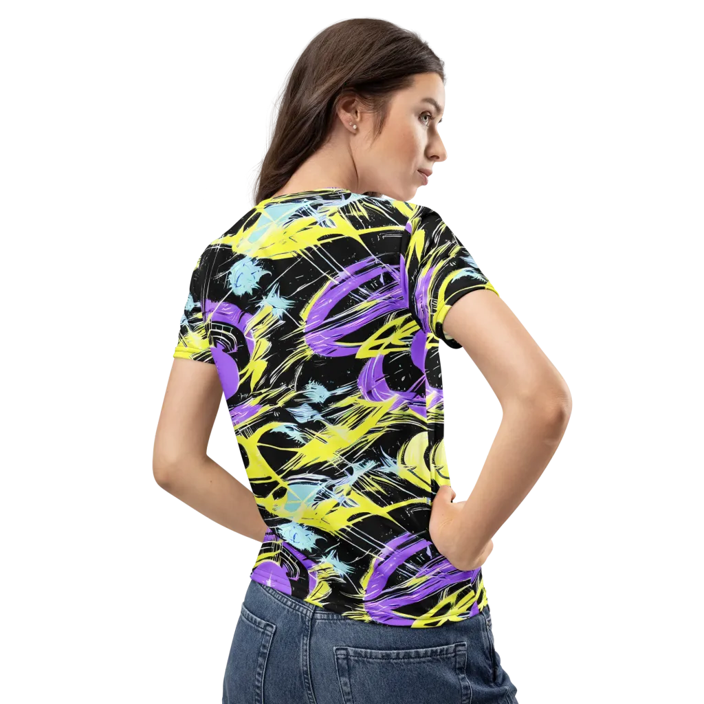 Blacklight Frenzy on Women's Crew Neck T-Shirt — Back