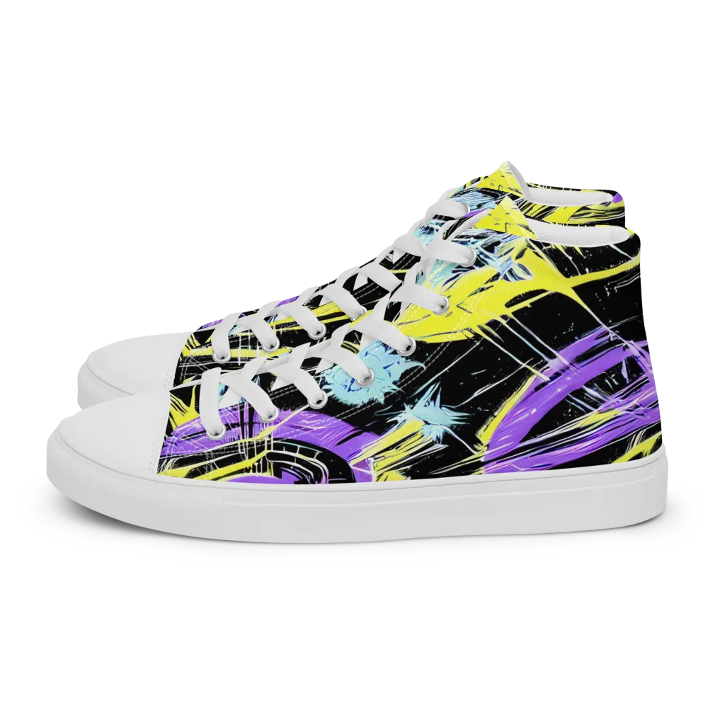 Blacklight Frenzy on Women's High Top Canvas Shoes — Left