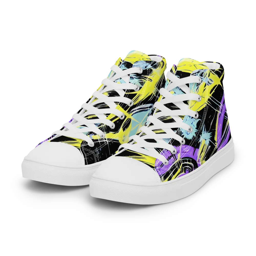 Blacklight Frenzy on Women's High Top Canvas Shoes — Left Front
