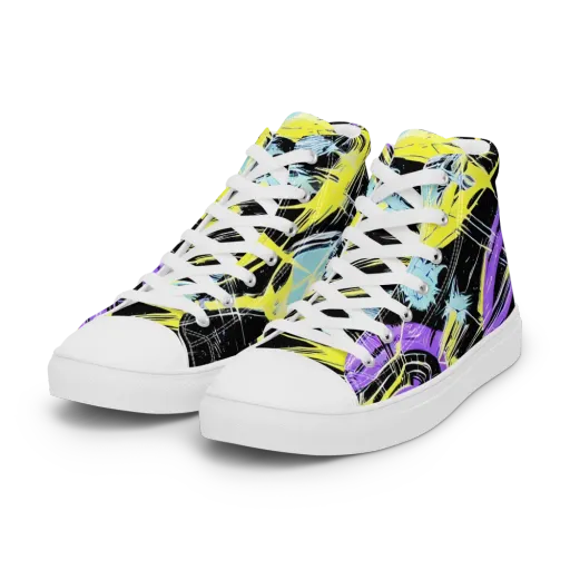 Blacklight Frenzy on a Women's High Top Canvas Shoes