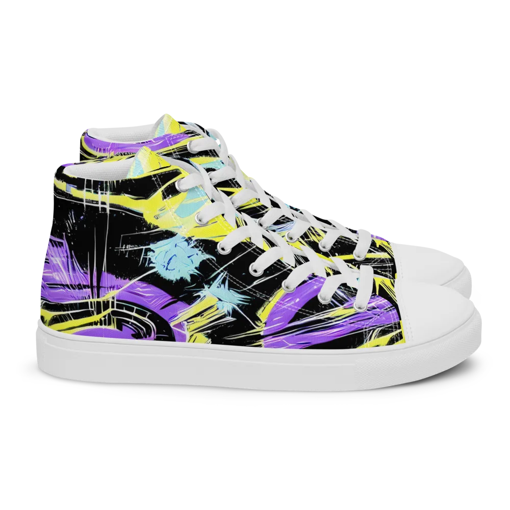 Blacklight Frenzy on Women's High Top Canvas Shoes — Right