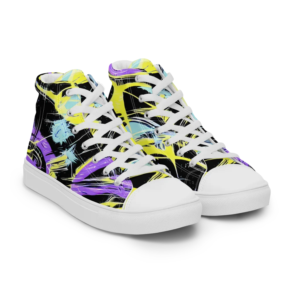 Blacklight Frenzy on Women's High Top Canvas Shoes — Right Front