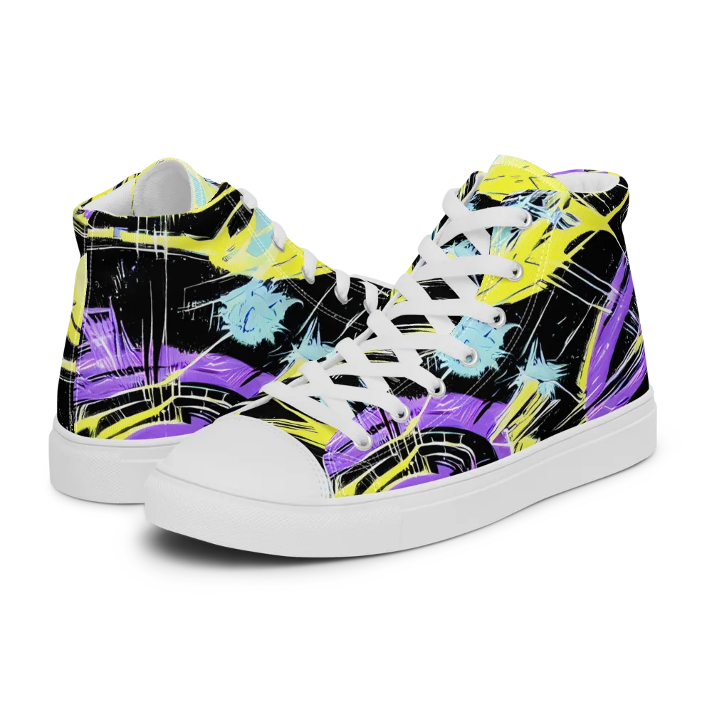 Blacklight Frenzy on Women's High Top Canvas Shoes — Left