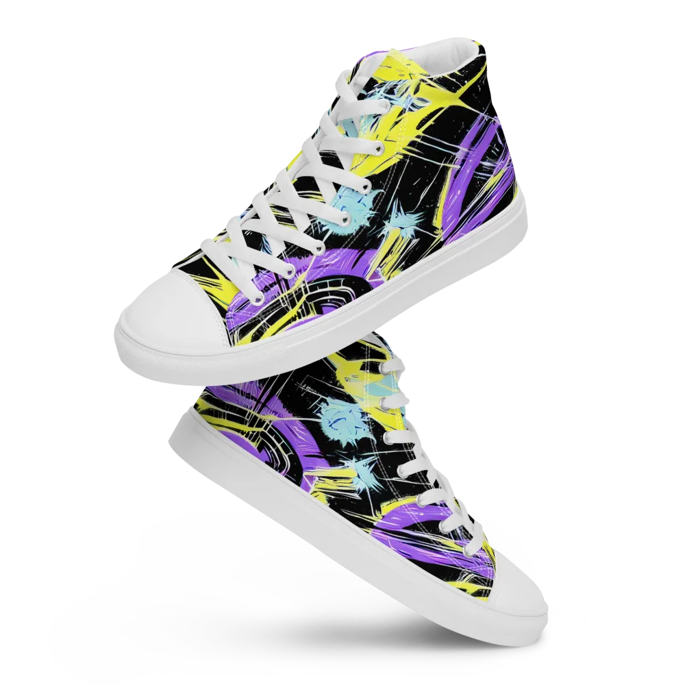 Blacklight Frenzy on Women's High Top Canvas Shoes — Front