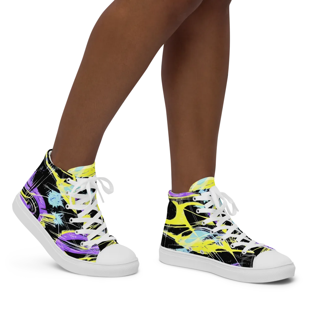 Blacklight Frenzy on Women's High Top Canvas Shoes — Right