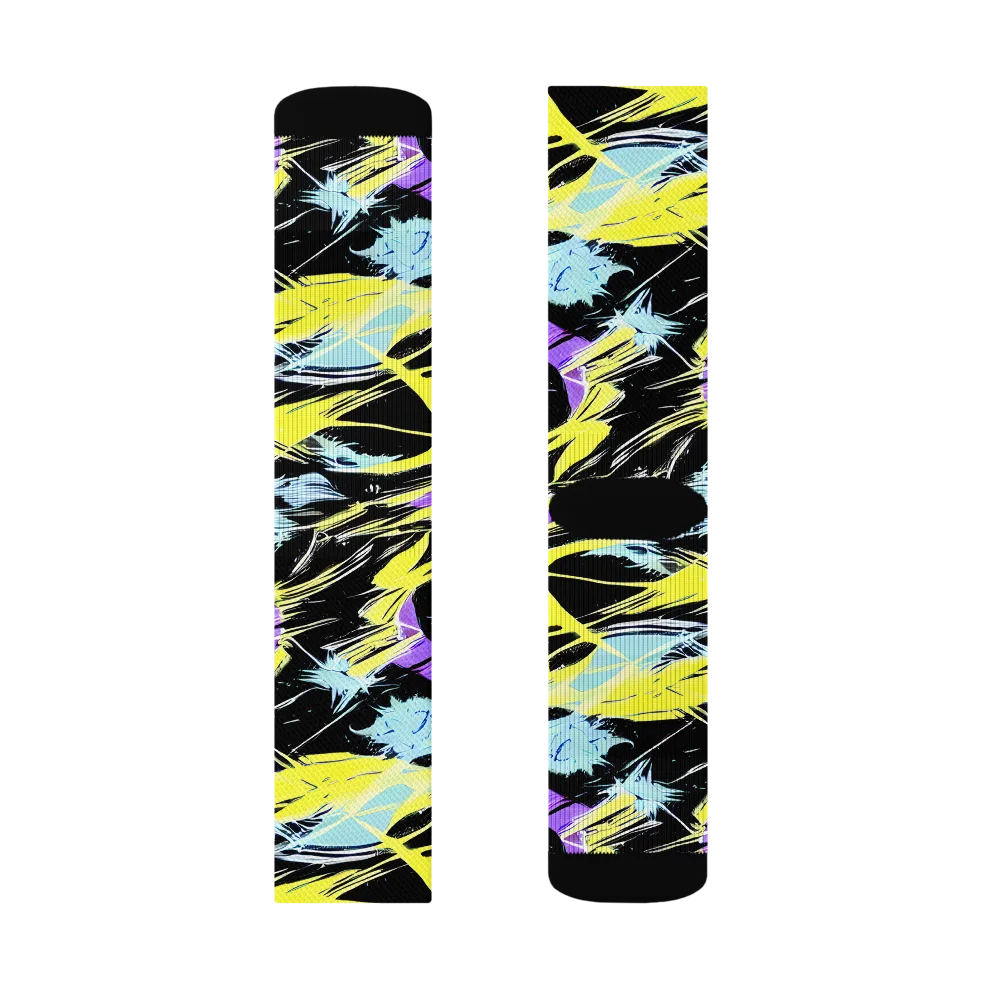 Blacklight Frenzy on Socks — Left Sock