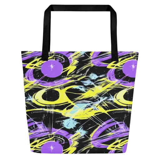 Blacklight Frenzy on a Large Tote Bag W/ Pocket