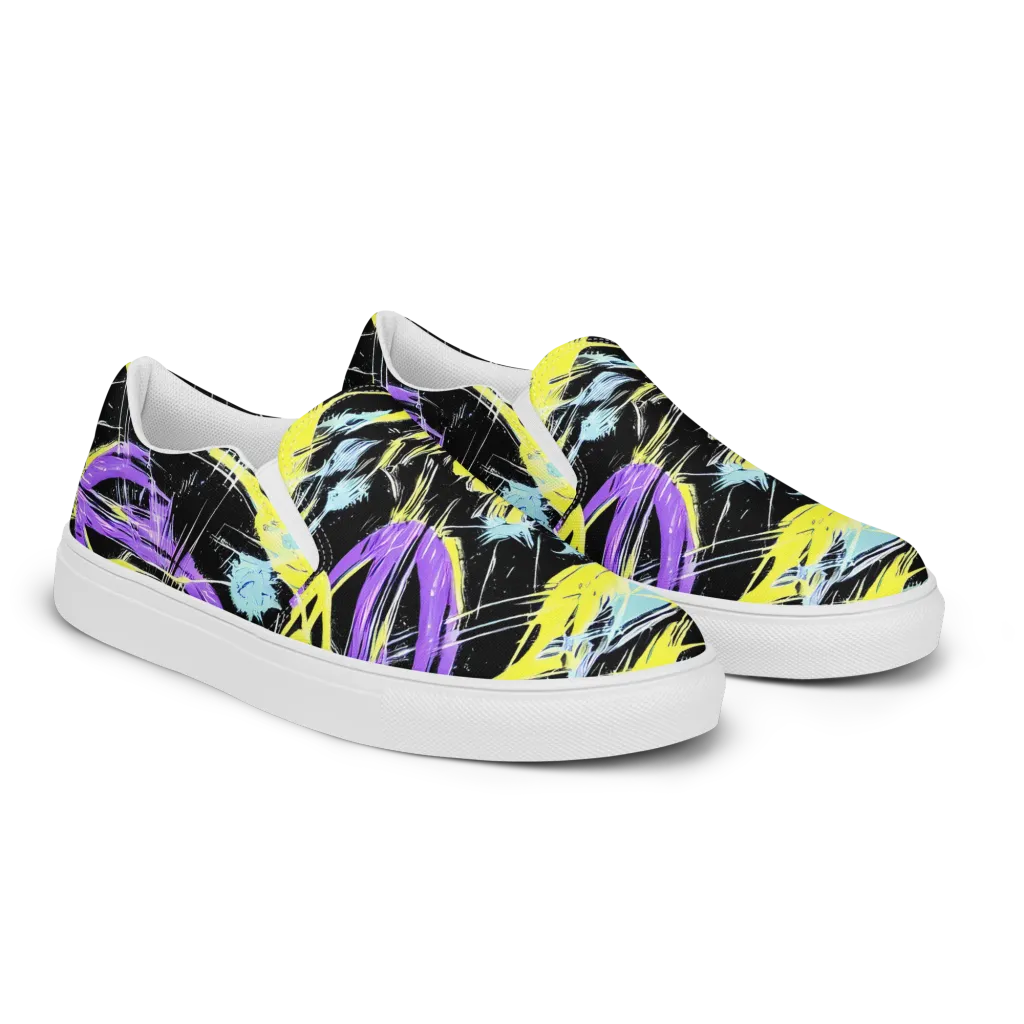 Blacklight Frenzy on Women's Slip-On Canvas Shoes — Right Front