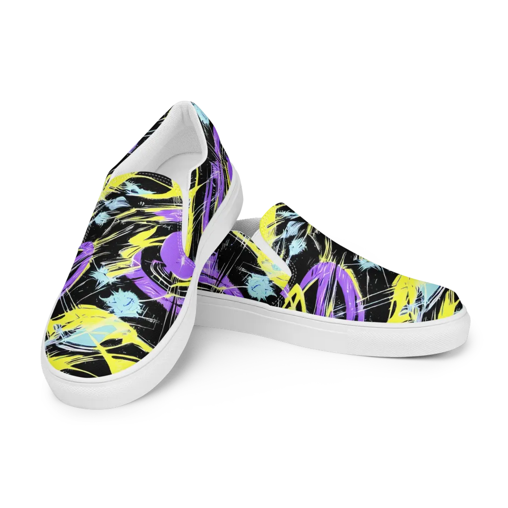 Blacklight Frenzy on Women's Slip-On Canvas Shoes — Left Front