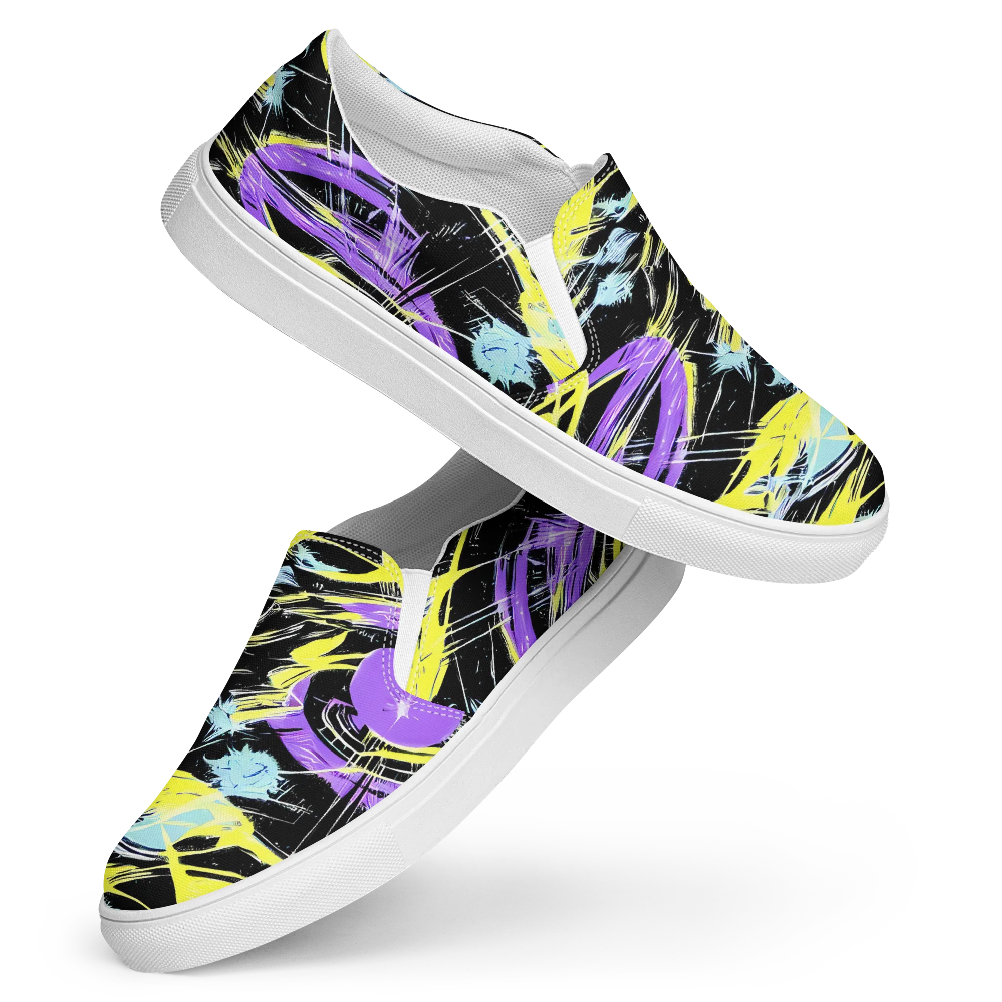 Blacklight Frenzy on Women's Slip-On Canvas Shoes — Front