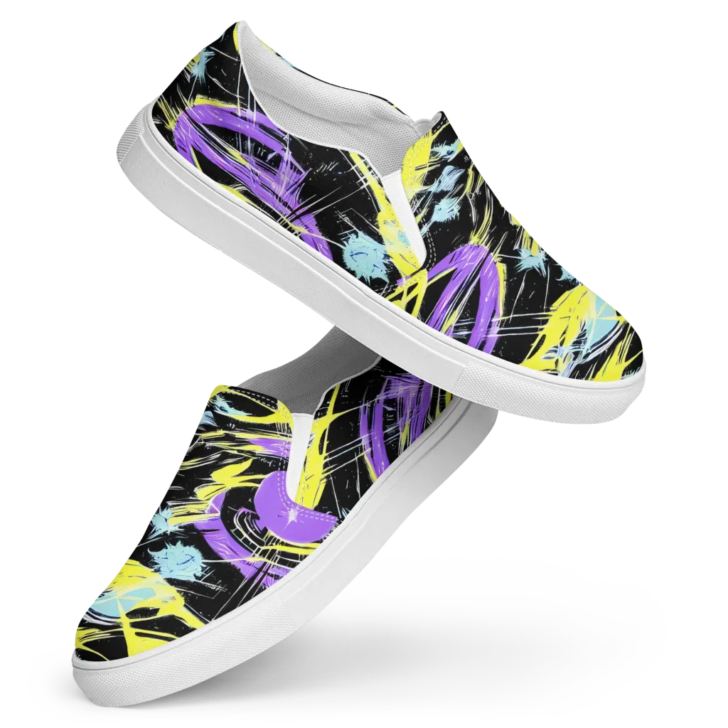 Blacklight Frenzy on Women's Slip-On Canvas Shoes — Front