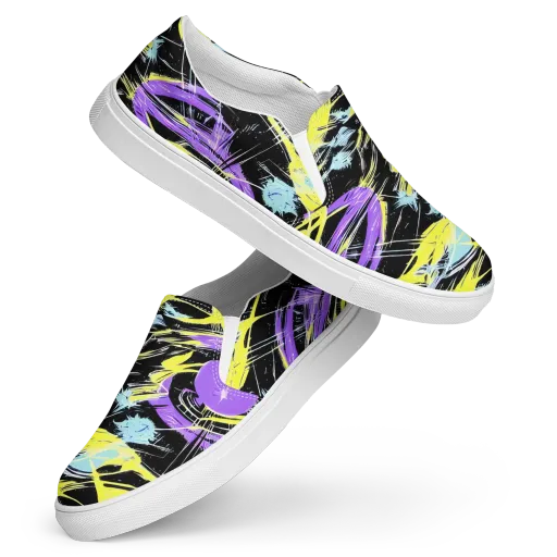 Blacklight Frenzy on a Women's Slip-On Canvas Shoes