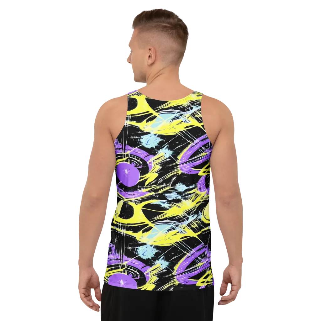Blacklight Frenzy on Men's Tank Top — Back