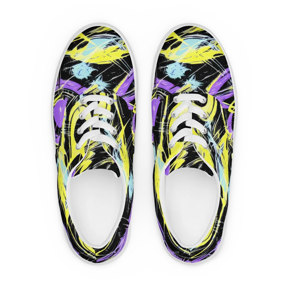 Blacklight Frenzy on Men's Lace-Up Canvas Shoes — Front