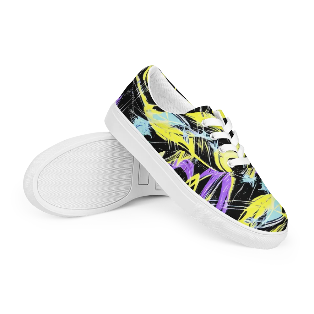Blacklight Frenzy on Men's Lace-Up Canvas Shoes — Right Front