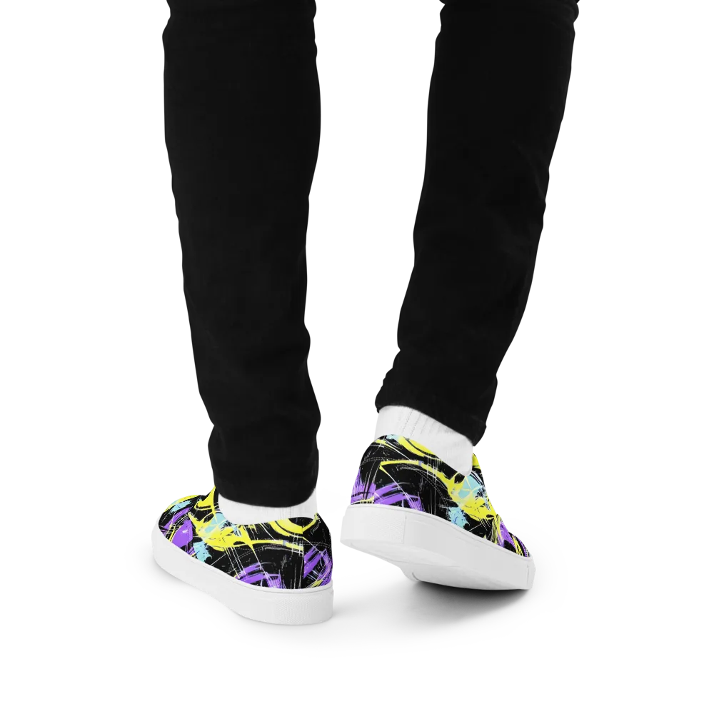 Blacklight Frenzy on Men's Lace-Up Canvas Shoes — Back