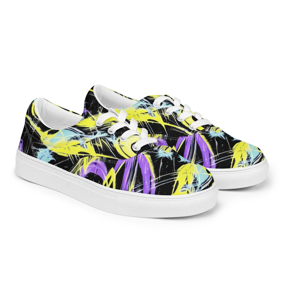 Blacklight Frenzy on Men's Lace-Up Canvas Shoes — Right Front