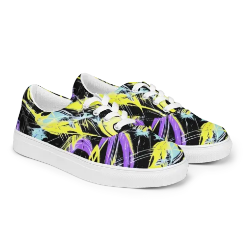 Blacklight Frenzy on a Men's Lace-Up Canvas Shoes