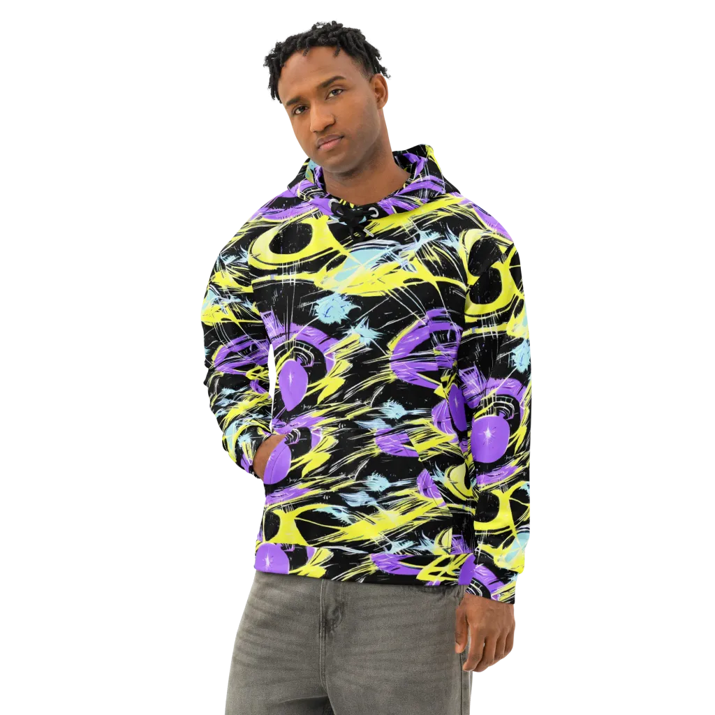 Blacklight Frenzy on Cotton Hoodie — Left Front