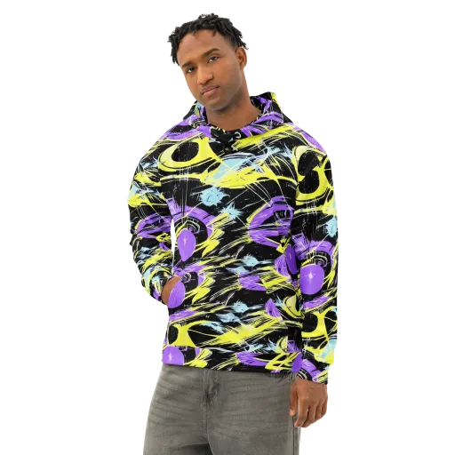 Blacklight Frenzy on a Cotton Hoodie