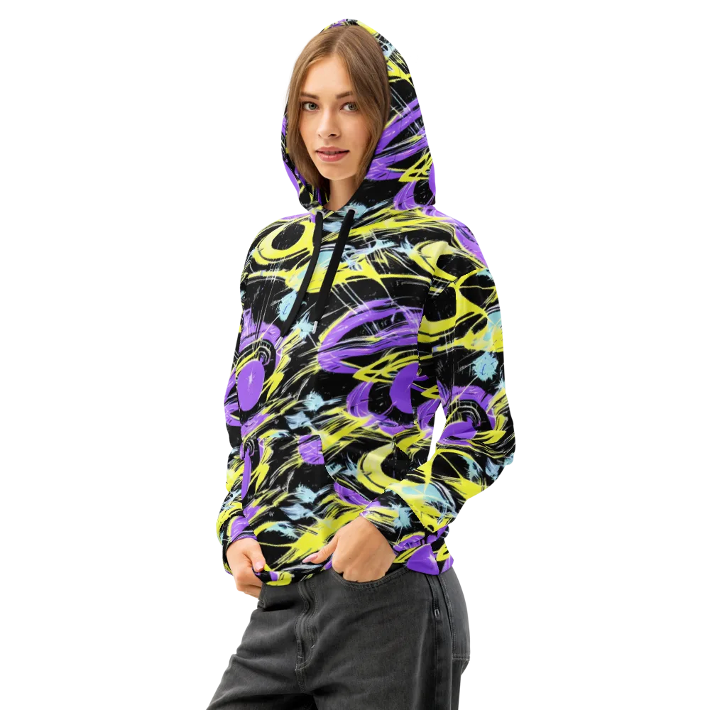 Blacklight Frenzy on Cotton Hoodie — Left Front