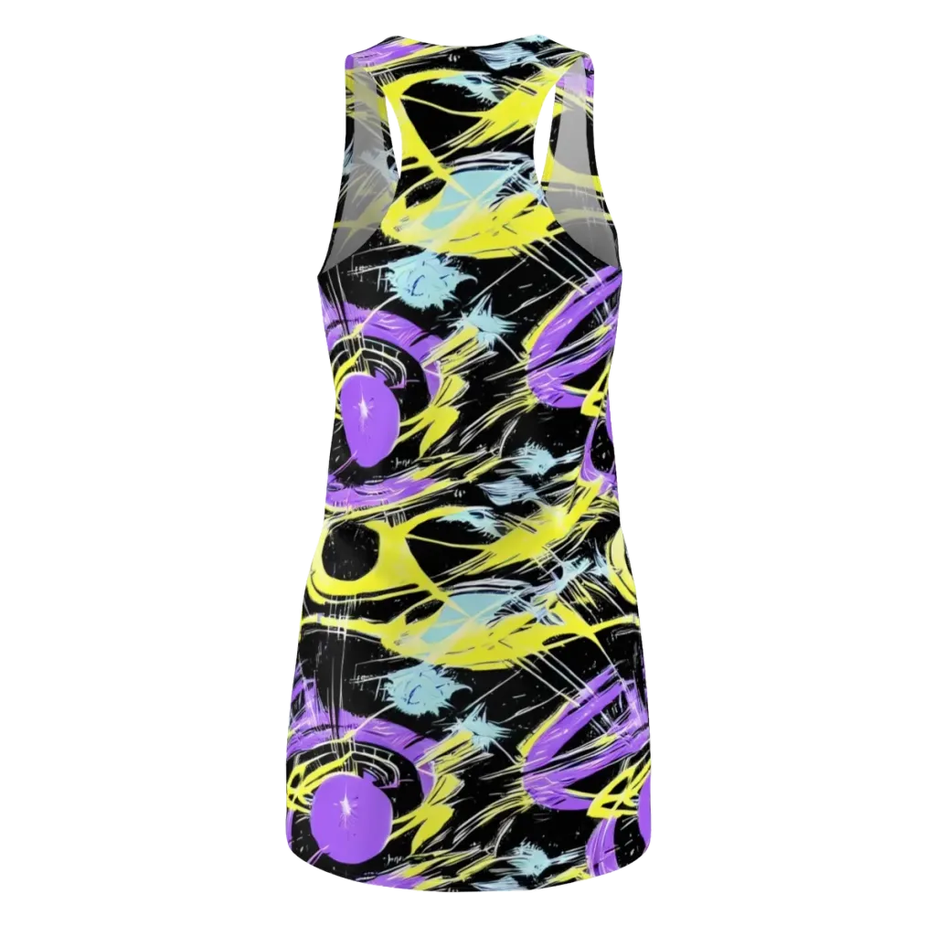 Blacklight Frenzy on Racerback Dress — Back