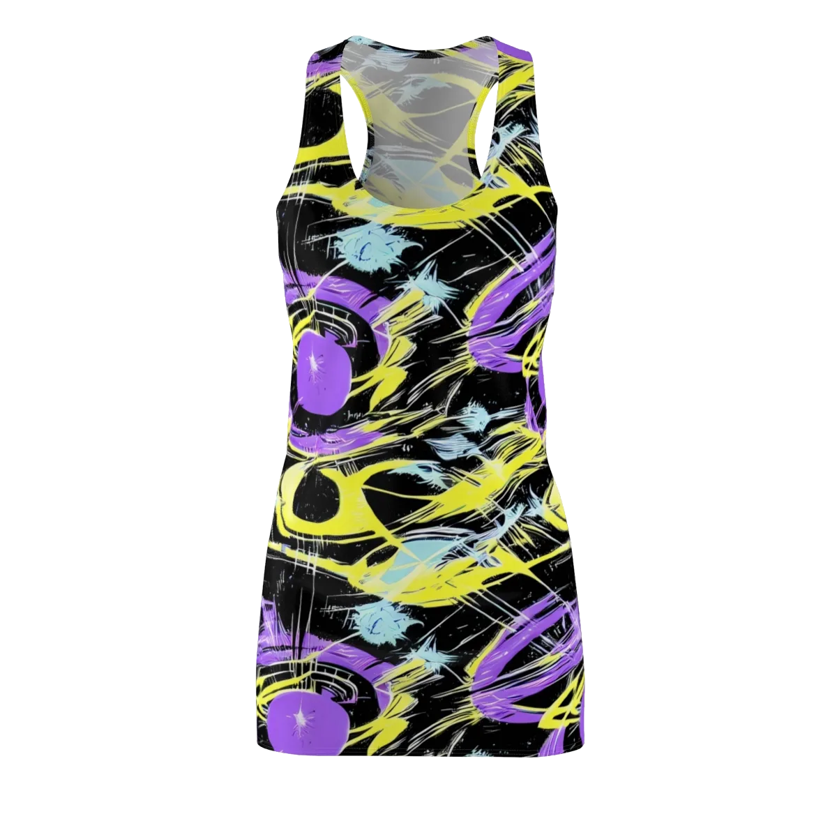 Blacklight Frenzy on Racerback Dress — Front