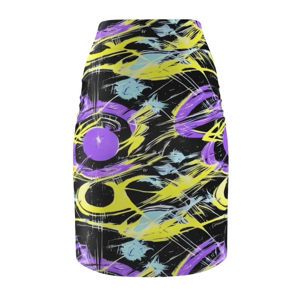 Blacklight Frenzy on Pencil Skirt — Back