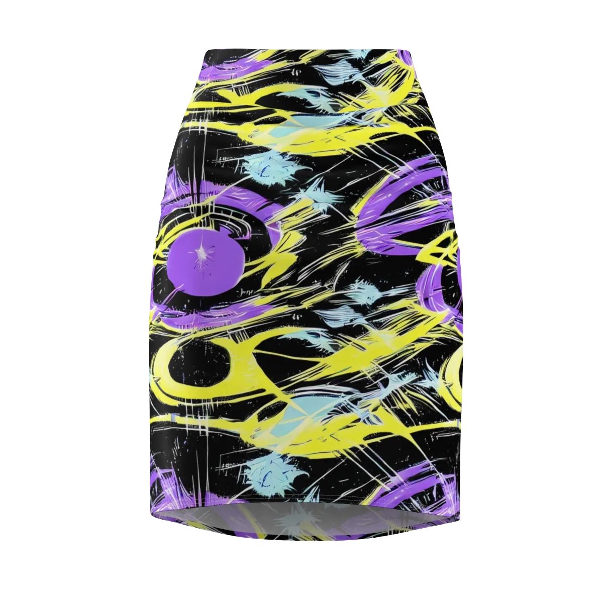 Blacklight Frenzy on Pencil Skirt — Front