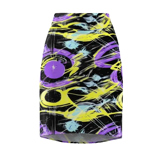 Blacklight Frenzy on a Pencil Skirt