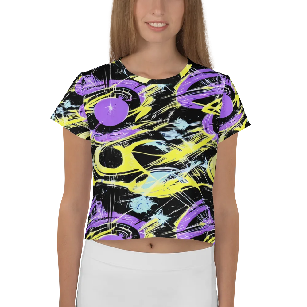 Blacklight Frenzy on Crop Tee — Front