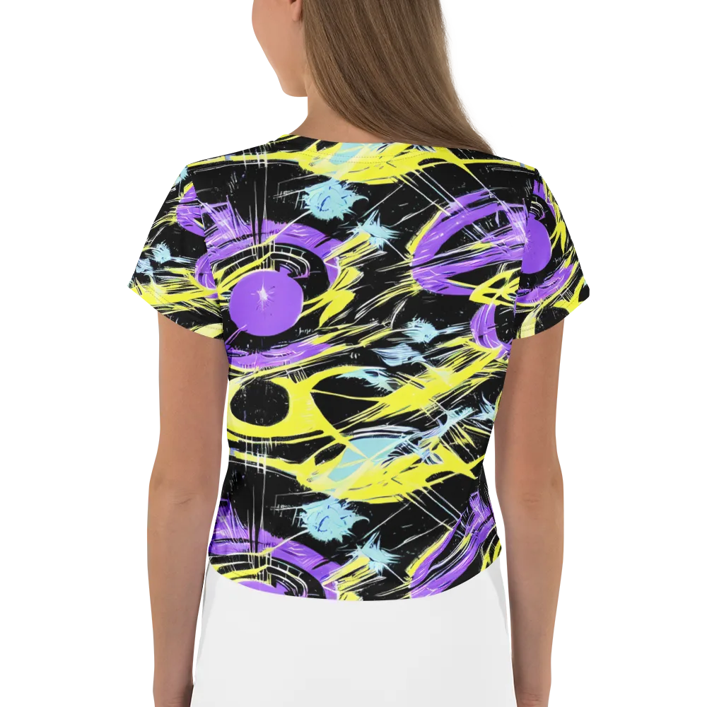 Blacklight Frenzy on Crop Tee — Back