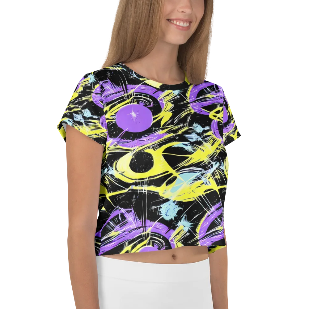 Blacklight Frenzy on Crop Tee — Right