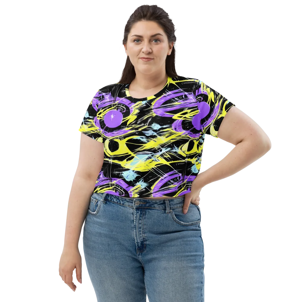 Blacklight Frenzy on Crop Tee — Front