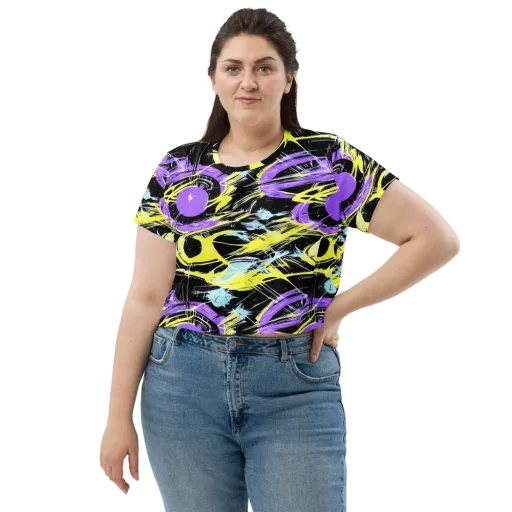 Blacklight Frenzy on a Crop Tee