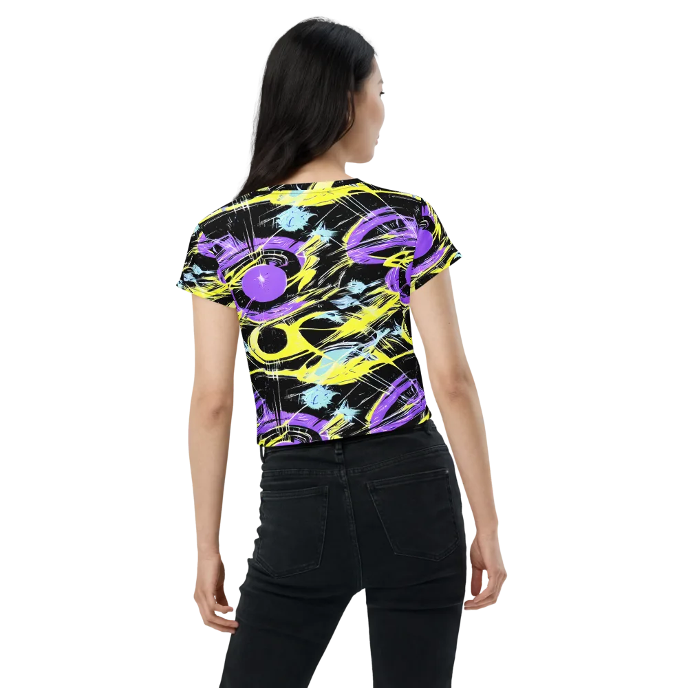 Blacklight Frenzy on Crop Tee — Back
