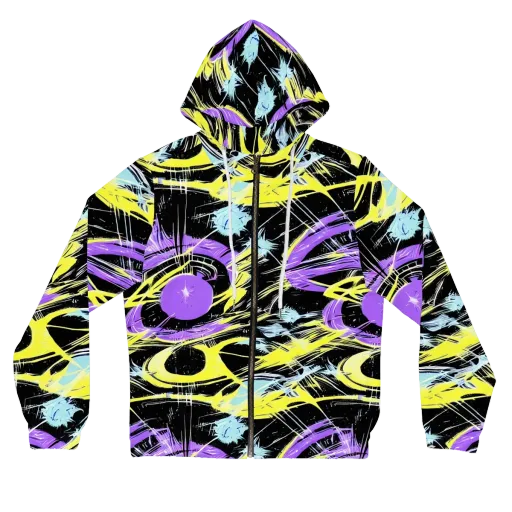 Blacklight Frenzy on a Women's Full-Zip Hoodie