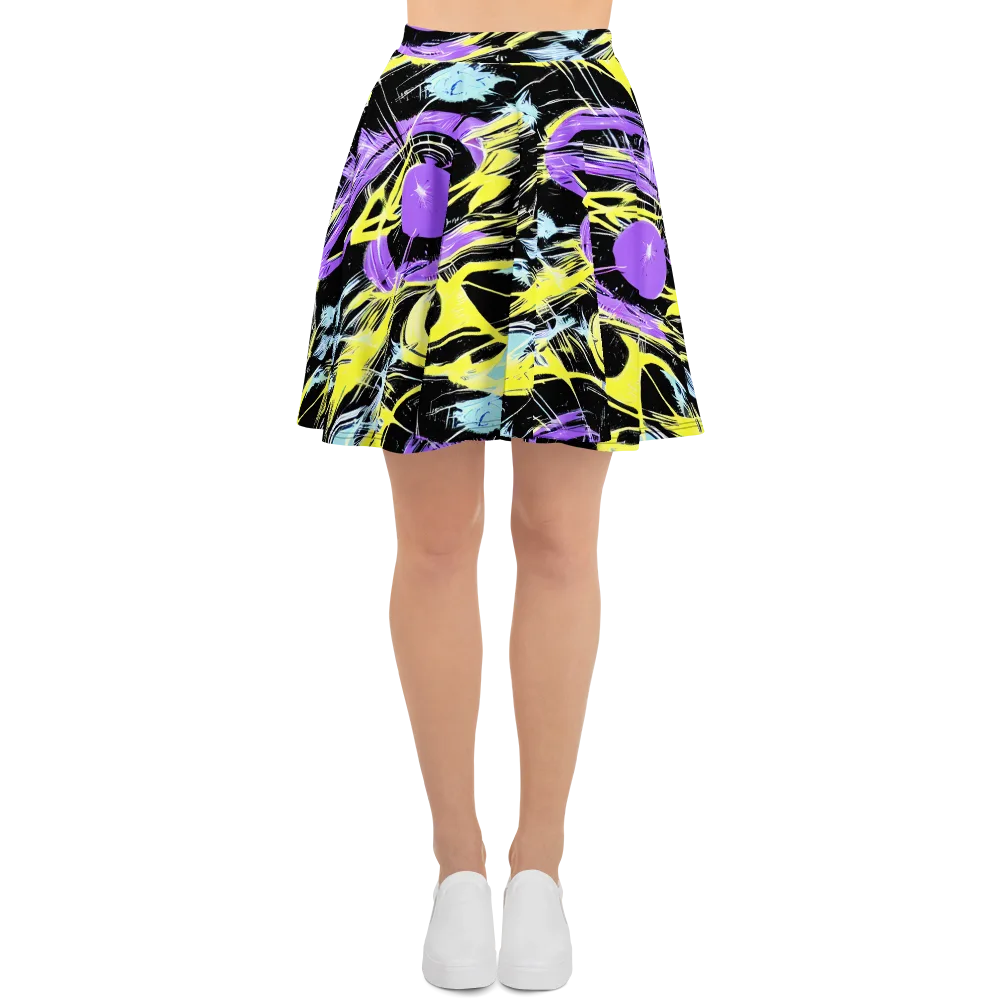 Blacklight Frenzy on Skater Skirt — Front