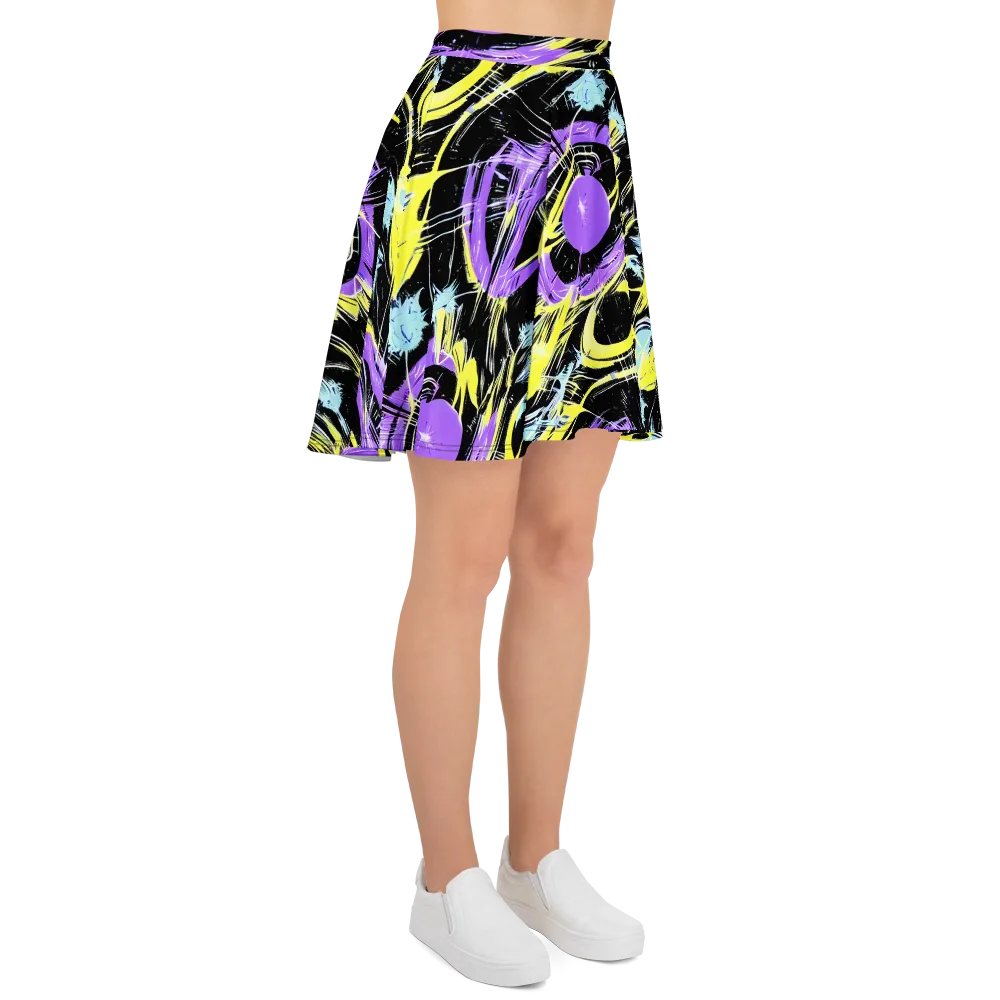 Blacklight Frenzy on Skater Skirt — Right
